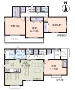 ～全居室南向きの間取り～
・各居室が南向きなので穏やかな陽の入る陽当り良好な仕様。
・明るい空間でくつろぎのお時間をお過ごしいただけます。
(Ｂ号棟)