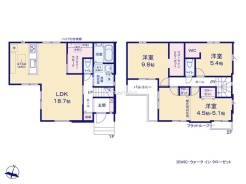 ～間取り変更も可能なプラン～
・２階９.６帖の洋室は間仕切りを造る事で２部屋に分ける事が可能。
・ご家族の状況に応じて部屋の数を変更できるプランです。