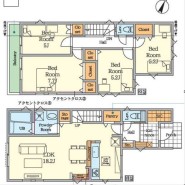 ～水回り集中プランを採用～
・キッチン・洗面など水回りを集中させることで家事のしやすい間取。
・日々の事なので家事導線もご見学の際にぜひチェックしてみてください。
(１号棟)