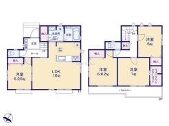 ～水回り集中プランを採用～
・キッチン・洗面など水回りを集中させることで家事のしやすい間取。
・日々の事なので家事導線もご見学の際にぜひチェックしてみてください。
（Ａ号棟）