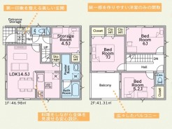 ～水回り集中プランを採用～
・キッチン・洗面など水回りを集中させることで家事のしやすい間取。
・日々の事なので家事導線もご見学の際にぜひチェックしてみてください。
