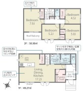 ～リビングイン階段を採用～
・リビングイン階段なので２階へ行く際、降りる際に必ずリビングを通る「ご家族の顔が見える」仕様。
・家族の距離が近づく間取となっております。
