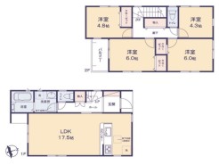 ～使い勝手の良い４ＬＤＫプラン～
・シンプルで使い勝手が良く、人気の高い４ＬＤＫのプランを採用。
・収納もしっかりございますので、お家の中がスッキリと片付きます。
