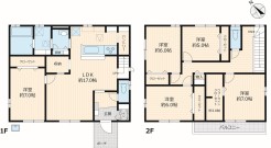 ～５ＬＤＫの余裕の間取り～
・ご家族が多いご家庭でも安心の５ＬＤＫの間取り。
・部屋が余っても物置としてのご利用もできますので、まさに「大は小を兼ねる」余裕の間取りです。
