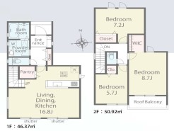 ～リビングイン階段を採用～
・リビングイン階段なので２階へ行く際、降りる際に必ずリビングを通る「ご家族の顔が見える」仕様。
・家族の距離が近づく間取となっております。
(２号棟)