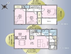 ～広々したＬＤＫを設けたプラン～
・ＬＤＫは何と21.5帖。ご家族で過ごす空間だからこそ、余裕のある広さでお過ごしくださいませ。
・ご内覧の際は家具の配置などもイメージしてみてくださいね。
(３号棟)