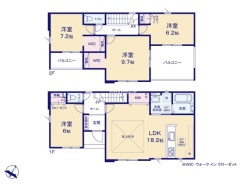 ～水回り集中プランを採用～
・キッチン・洗面など水回りを集中させることで家事のしやすい間取。
・日々の事なので家事導線もご見学の際にぜひチェックしてみてください。
(１号棟)

