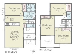 ～リビングイン階段を採用～
・リビングイン階段なので２階へ行く際、降りる際に必ずリビングを通る「ご家族の顔が見える」仕様。
・家族の距離が近づく間取となっております。
