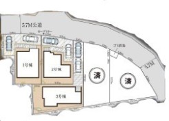 ～カースペース２台以上確保～
・各棟カースペースが２台以上ございますので、車通勤の方にもお勧めのプランとなっております。
・余裕の敷地で余裕のある新生活をお過ごしいただけます。