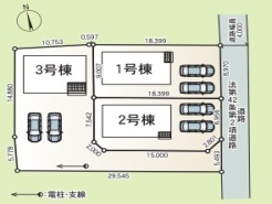 ～カースペース２台以上確保～
・各棟カースペースが２台以上ございますので、車通勤の方にもお勧めのプランとなっております。
・余裕の敷地で余裕のある新生活をお過ごしいただけます。
