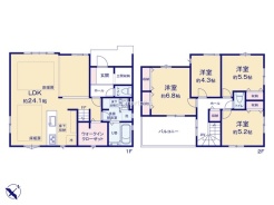 ～広々したＬＤＫを設けたプラン～
・ＬＤＫは何と２４.１帖。ご家族で過ごす空間だからこそ、余裕のある広さでお過ごしくださいませ。
・ご内覧の際は家具の配置などもイメージしてみてくださいね。
