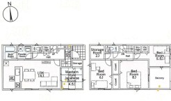 ～水回り集中プランを採用～
・キッチン・洗面など水回りを集中させることで家事のしやすい間取。
・日々の事なので家事導線もご見学の際にぜひチェックしてみてください。
(１号棟)