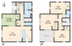 ～使い勝手の良い４ＬＤＫプラン～
・シンプルで使い勝手が良く、人気の高い４ＬＤＫのプランを採用。
・収納もしっかりございますので、お家の中がスッキリと片付きます。
