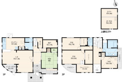 ～「離れ間」仕様の間取り～
・１階和室はリビングに接しず離れ間となっておりますので、独立した居室としてご利用可能。
・ご家族が多いご家庭でもプライバシーを守る事ができます。
