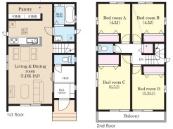 ～リビングイン階段を採用～
・リビングイン階段なので２階へ行く際、降りる際に必ずリビングを通る「ご家族の顔が見える」仕様。
・家族の距離が近づく間取となっております。
