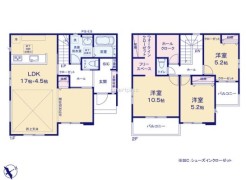 ～間取り変更も可能なプラン～
・２１.５帖のリビングは間仕切りを造る事で２部屋に分ける事が可能。
・ご家族の状況に応じて部屋の数を変更できるプランです。
(1号棟)