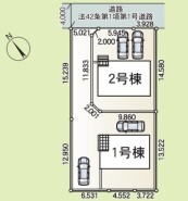 ～カースペース２台以上確保～
・各棟カースペースが２台以上ございますので、車通勤の方にもお勧めのプランとなっております。
・余裕の敷地で余裕のある新生活をお過ごしいただけます。
