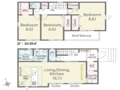 ～収納豊富なプランを採用～
・ウォークインクローゼット、シューズインクロークなど収納豊富なプランを採用。
・今のお住まいと収納力をぜひ比較してみてください。
(１号棟)