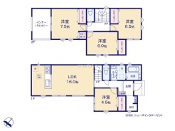 ～全居室南向きの間取り～
・各居室が南向きなので穏やかな陽の入る陽当り良好な仕様。
・明るい空間でくつろぎのお時間をお過ごしいただけます。
(１号棟)