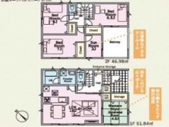 ～全室２面採光の間取り～
・各お部屋が２面採光になっているので穏やかな陽が降り注ぐ陽当り良好な仕様。
・明るい空間でくつろぎのお時間をお過ごしいただけます。
