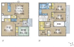 ～５ＳＬＤＫの余裕の間取り～
・ご家族が多いご家庭でも安心の５ＳＬＤＫの間取り。
・部屋が余っても物置としてのご利用もできますので、まさに「大は小を兼ねる」余裕の間取りです。
