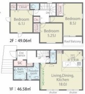 ～無駄のない３ＬＤＫプランを採用～
・部屋数の多い４ＬＤＫでは意外と部屋を持て余してしまう方に人気の３ＬＤＫを採用。
・ＤＩＮＫＳ世帯の方、お子様が独立されたご夫婦にも人気の間取りです。
(１号棟)