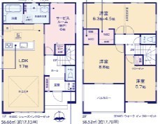 ～サービスルームのある間取り～
サービスルームや各所の収納を備え、空間をすっきりと整えられる工夫が施された設計です。
