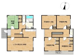 ～５ＬＤＫの余裕の間取り～
・ご家族が多いご家庭でも安心の５ＬＤＫの間取り。
・部屋が余っても物置としてのご利用もできますので、まさに「大は小を兼ねる」余裕の間取りです。
