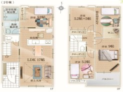 ~間取り変更も可能なプラン~
・2階10.2帖の洋室は間仕切りを造る事で2部屋に分ける事が可能。
・ご家族の状況に応じて部屋の数を変更できるプランです。