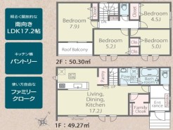 ~リビングイン階段を採用~
・リビングイン階段なので2階へ行く際、降りる際に必ずリビングを通る「ご家族の顔が見える」仕様。
・家族の距離が近づく間取となっております。