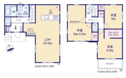 ~間取り変更も可能なプラン~
・2階10.5帖の洋室は間仕切りを造る事で2部屋に分ける事が可能。
・ご家族の状況に応じて部屋の数を変更できるプランです。