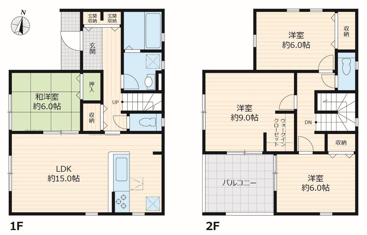 ～使い勝手の良い４ＬＤＫプラン～
・シンプルで使い勝手が良く、人気の高い４ＬＤＫのプランを採用。
・収納もしっかりございますので、お家の中がスッキリと片付きます。
