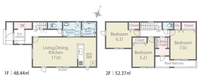 ～収納豊富なプランを採用～
・ウォークインクローゼット、シューズインクロークなど収納豊富なプランを採用。
・今のお住まいと収納力をぜひ比較してみてください。
