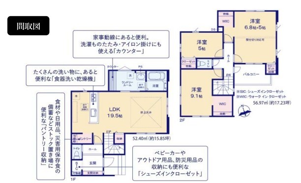 ～収納豊富なプランを採用～
・ウォークインクローゼット×2、シューズインクロークなど収納豊富なプランを採用。
・今のお住まいと収納力をぜひ比較してみてください。
